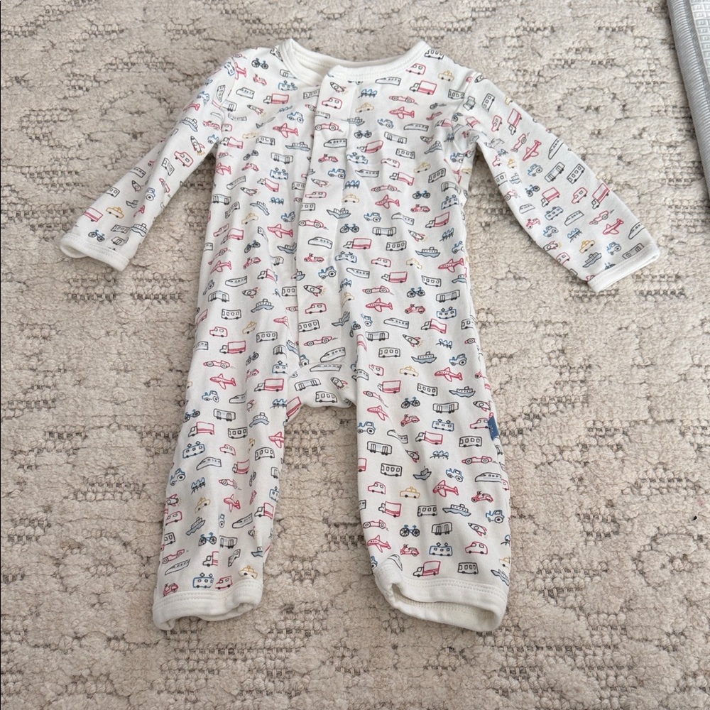 Magnetic Me White Footie with Colorful Car Print 3-6 months cotton